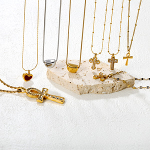 สร้อยคอจี้รูปกางเขน สแตนเลส รูปหัวใจ ใส่ได้ทุกวันสำหรับทุกเพศ - Product Image 1