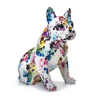 Haupt dekoration Poly resin Französisch bunte Bulldogge Tier figur Skulptur