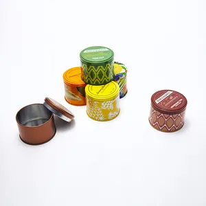 促销高品质圆形定制彩色蜡烛金属盒香气疗法锡盒