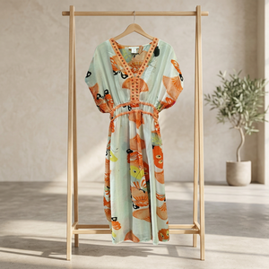 Trending Women's Viscose/Polyester Solid One-Piece Front Windproof Breathable Eco-Friendly Quick Dry Resort <b>Beach</b> <b>Kaftan</b> Dress - Product Image 3