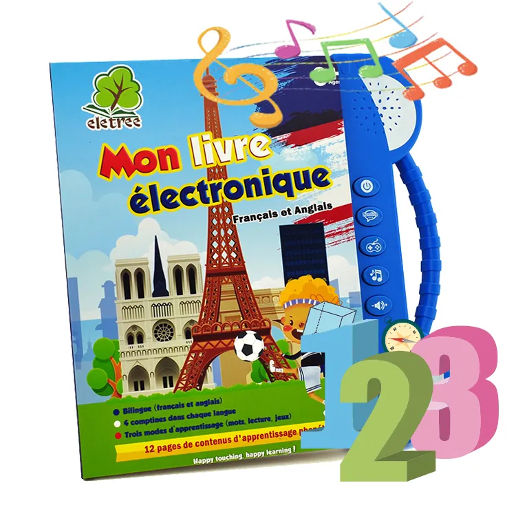 Criança e bebê aprendem brinquedos franceses Jouet Musical Enfants Electronic Talking Book Toy