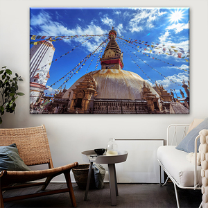 Impresión en Lienzo del Stupa de Boudhanath de Katmandú, Nepal, Arte de Pared, Bandera de Oración del Templo Budista, Decoración para el Hogar y la Habitación - Product Image 4