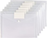 Fundas de Plástico Transparente A4 para Documentos, Sobres de Polipropileno con Bolsillo para Etiquetas y Botón a Presión para el Hogar, la Oficina y el Trabajo