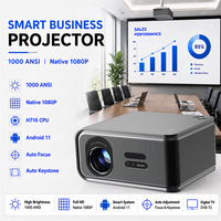 Projecteur Android intelligent avec haut-parleurs, 1000 ANSI Lumens, 1080P natif, mise au point automatique IA, correction trapézoïdale pour présentations de données professionnelles