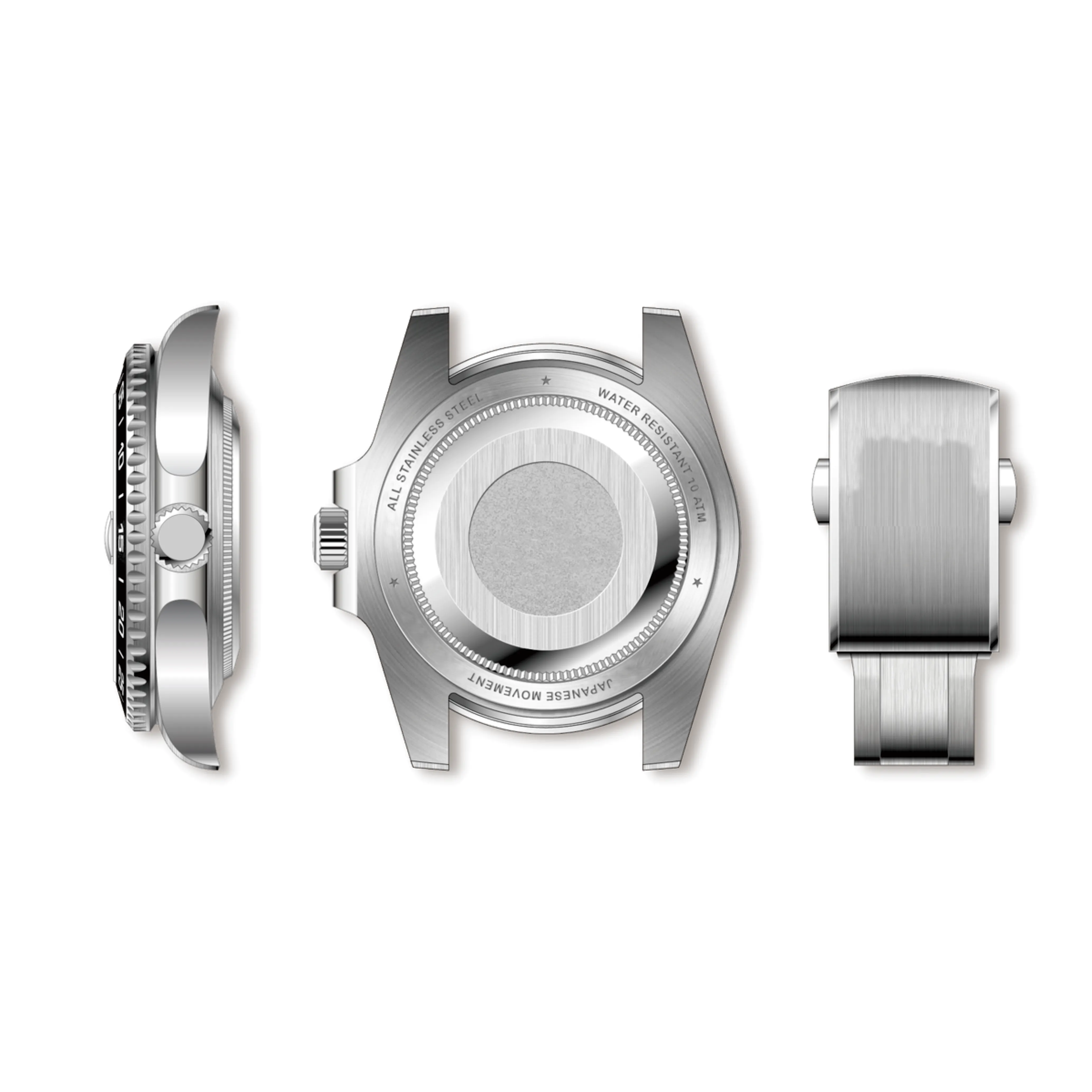 Junesuns design Men's custom stainless steel waterproof 41mm quartz watch MIYOTAY Japan movement