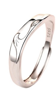 Anillos De Pareja <b>Silver</b> Plated Opal Sparkling Zircon Couple <b>Ring</b> Wedding Lover <b>Ring</b> <b>Adjustable</b> Open Wedding Couple <b>Ring</b> - Product Image 5