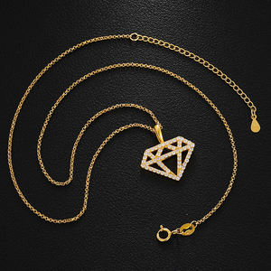 Tetesan Pengiriman Es Keluar Perak Murni Moissanite Berlian Siluet Jimat Liontin Mewah Berlapis Emas dengan Rantai - Product Image 2