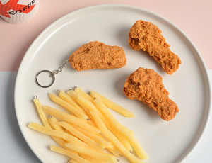 Симуляционный брелок-курица 3D из ПВХ, модель жареных куриных ножек и крыльев, резиновый брелок, подарок для клиента, брелок для повара, брелок-еда - Product Image 5