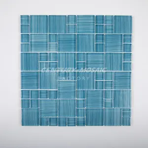 Conjunto de mosaico para piscina, mosaico azul verde telhas de vidro de cristal para parede
