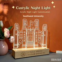 Veilleuse en acrylique personnalisée avec impression de forme sur mesure – Cadeau commémoratif DIY pour la remise des diplômes des écoles et jardins d'enfants