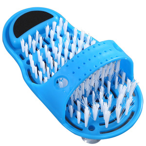 Cepillo para limpiar los pies con piedra pómez, cepillo azul de plástico para ducha, para eliminar la piel muerta y masajear. - Product Image 5