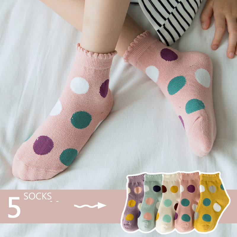 Весенне-осенние Веселые милые разноцветные детские носки в горошек для новорожденных, детские носки из кальцетина для маленьких мальчиков и девочек, Элитные Детские носки