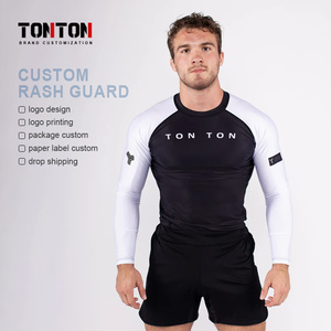 Tontons Custom <strong>Men's</strong> Short Sleeve Compression Shirt <strong>Rash</strong> <strong>Guard</strong> and Anti-Bacterial Fabric for No Gi BJJ Jiu-Jitsu Wear - Product Image 1