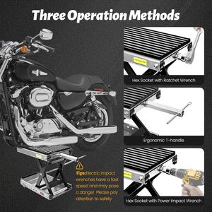 Cric de moto 1500 lb avec patin en caoutchouc épais, support central en acier à roulement, économie d'effort, pour motos et VTT - Product Image 5