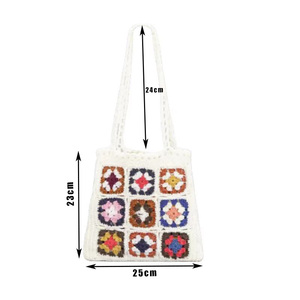 Bohème <span class=keywords><strong>Crochet</strong></span> femmes sacs à bandoulière grand-mère carré <span class=keywords><strong>sac</strong></span> fourre-tout tricoté sacs à main tissé à la main été <span class=keywords><strong>sac</strong></span> de plage - Product Image 5