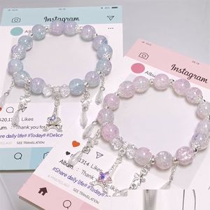 Pulsera de cuentas craqueladas de colores de moda con diseño de palomitas de maíz y dije de estrella elegante para mujer y niña - Product Image 3