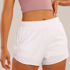 Women's <b>Light</b> Blue Elastic Waist Running Shorts Breathable Knitted Sporty Fit Regular Size Mid Waist Athletic Workout Gym Yoga - Product Image 3