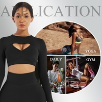HEXIN Ensemble de gymnastique 3 pièces pour femmes à haute élasticité, respirant et sans couture, vêtements d'entraînement avec motif solide pour le fitness.