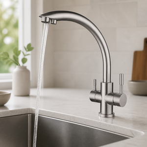 Robinet de lavabo moderne de luxe en acier inoxydable - Robinet de salle de bain - Robinets pour salle de bain finition chromée - Accessoires sanitaires écologiques - Product Image 2