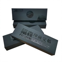 Boîte cadeau en papier noir enduit imperméable avec logo personnalisé, fermeture magnétique, taille et couleur personnalisées, emballage écologique