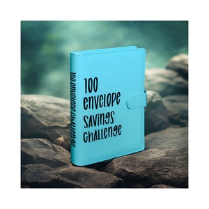 Sobre personalizado 100 planificador de desafío Carpeta de presupuesto A5 ahorro de dinero organizador de finanzas cuaderno de cuero PU - Product Image 1