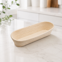 Panier à pain ovale en rotin sans éclats, design artisanal, directement de l'usine, pour boulangeries commerciales et vente au détail