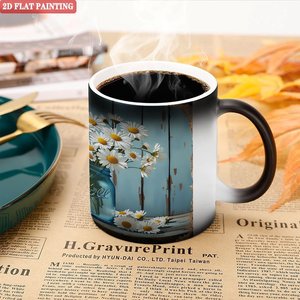 Mug en céramique noir givré 11 oz, tasse à changement de couleur activée par la chaleur, cadeau pour le team building - Product Image 5