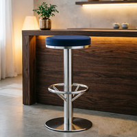 Chaise de bar haute fixe simple et confortable en acier inoxydable et cuir pour hôtel, restaurant, clubs, maison LQ-SS9031