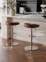 Chaise de bar pivotante à hauteur réglable en acier inoxydable, design moderne, écologique, durable, pour usage domestique et commercial, tabouret haut