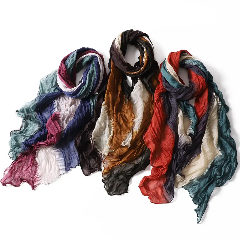 Fabbrica direttamente vendita uomo inverno collo caldo bandhnu colore grande sciarpa in voile materiale viscosa sciarpa in cotone stropicciato semplice