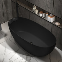 Baignoire autoportante en pierre artificielle de luxe en ardoise, surface solide, pour un bain confortable