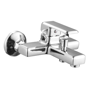 Mitigeur <span class=keywords><strong>thermostatique</strong></span> de bain et de douche en laiton avec cartouche céramique, finition chromée, montage mural, 2 coudes décalés - Product Image 1