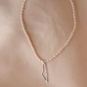 Chaîne de perles naturelles en acier inoxydable 316L Collier de cartes de la Palestine Poème palestinien célèbre Amoureux de la paix Juifs prient pour la Palestine - Product Image 5
