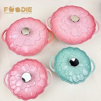 Meilleures ventes en gros : Ensemble de casseroles rondes en fonte émaillée, forme fleur, type Dutch Oven, pour ragoûts et soupes
