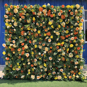 L Verdure Plante Tropicale Laisser Floral Toile de Fond Panneau 5D Roll Up Vert Soie Artificielle Rose Fleur Mur pour Printemps Mariage Décor - Product Image 2