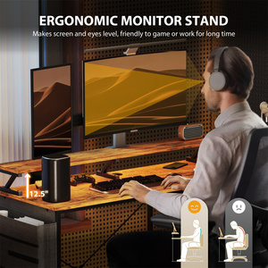 Двухсторонний L-образный компьютерный стол с разъемом USB Type-C светодиодные фонари - Product Image 4