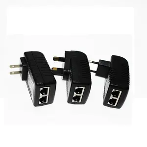 100-240VAC Steker Dinding Adaptor Daya, Adaptor Daya Rj45 Injektor 56V 24V 12V Power Line Dc Lebih dari 48V 0,25 A Poe