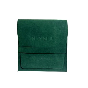 Sac de rangement cosmétique en microfibre de suède olive avec logo personnalisé en relief, pochette enveloppe de luxe, petit sac cadeau - Product Image 4