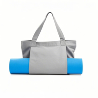 Tas Yoga kanvas katun kustom tas Tote Yoga kanvas bahu pantai Logo kustom dengan pembawa matras Yoga