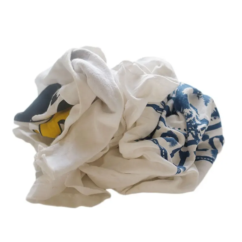 Sample 100% cotton White Knit Wiping rags Used T-shirt Good oil absorption Industrial rags