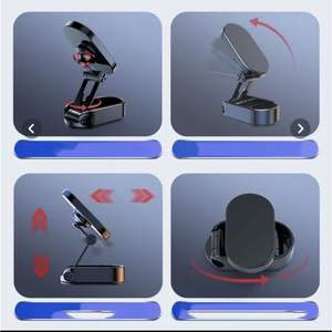 Support magnétique pour téléphone de voiture, support de fixation sur grille d'aération en métal noir, pliable pour smartphone - Product Image 5