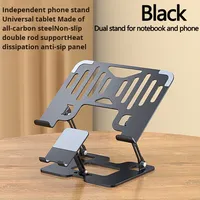 Support double pour ordinateur portable et tablette, en acier carbone, hauteur réglable, support de jeu portable pour bureau