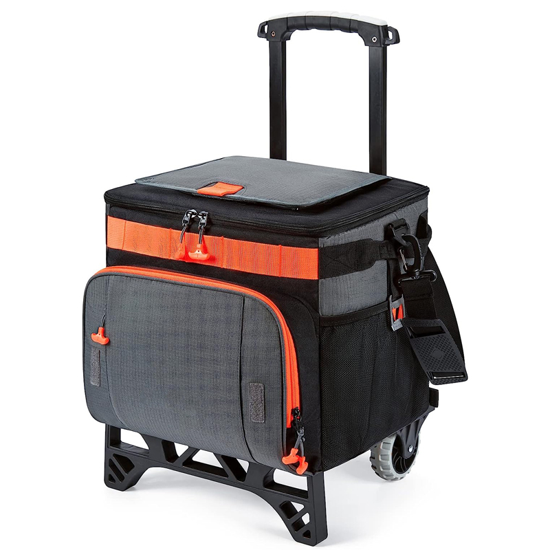 Benutzer definierte 30 Dosen Faltbarer Camping Picknick wagen Isolierte zusammen klappbare Rolling Cooler Trolley Bag mit Rädern