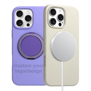 Coques de téléphone en silicone liquide magnétique avec anneau support pour iPhone 17 16 Pro Max, design gravé - Product Image 5