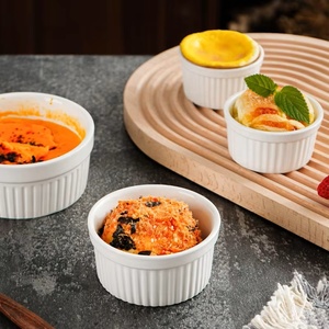 Plats de cuisson en céramique blanche multi-tailles, coupelles à sauce, coupelles à pudding, coupelles à soufflé, ramequins, résistants au four, pour crème brûlée - Product Image 4