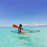 Canoë rigide transparent en PC de 3,36 m pour 2 personnes, idéal pour les séances photo de mariage, les sites panoramiques et la navigation en eau.