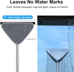 3 In1 Professional Window Squeegee &amp; <strong>Wall</strong> <strong>Mop</strong>: Window Cleaning Kit with 360&deg; Rotating Triangular Head &amp; Universal Cloth Slots - Product Image 4