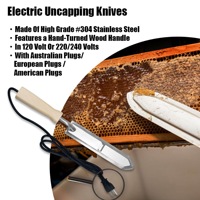 Nouveau Couteau Chauffant Électrique pour Miel (Type Z) en Acier Inoxydable avec Manche en Bois, Prise Europe/Amérique/Australie, pour Couper le Miel et la Cire