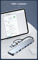 Hub USB C 7 en 1, Divisor de Datos USB, Adaptador de Hub USB 3.0, Estación de Acoplamiento Tipo C 2.0, Hub de Datos Tipo C para Computadora Portátil