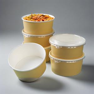 Custom Food Grade Kraft Paper Bowl Oil-proof Paper <b>Soup</b> <b>mugs</b> Takeaway Paper food Salad Bowl <b>with</b> <b>lids</b> - Product Image 4